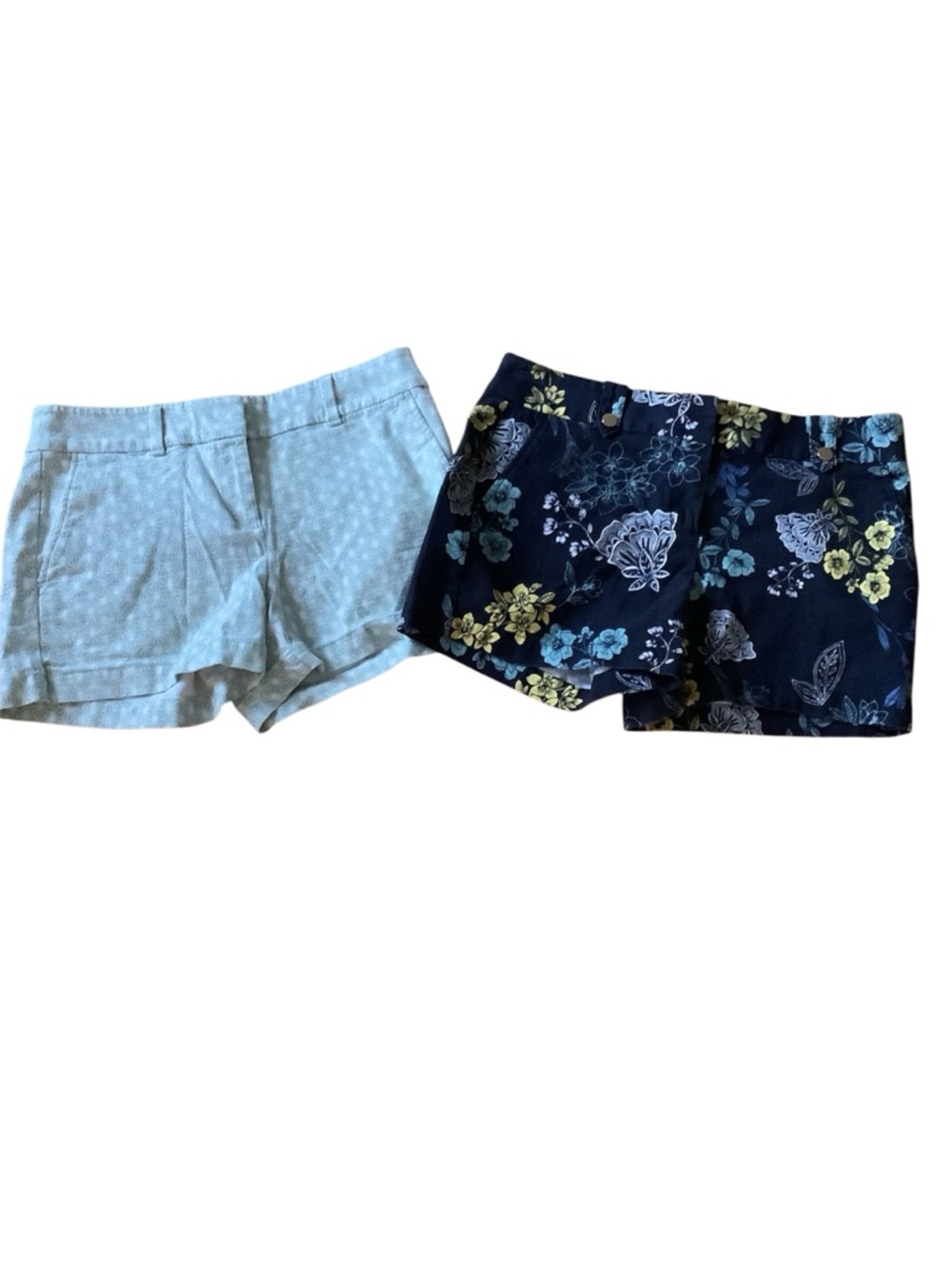 LOFT Two-Pack Women’s Shorts — Navy Floral & Light Blue